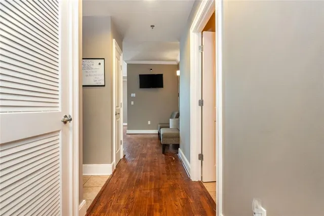 a view of a bedroom from a hallway