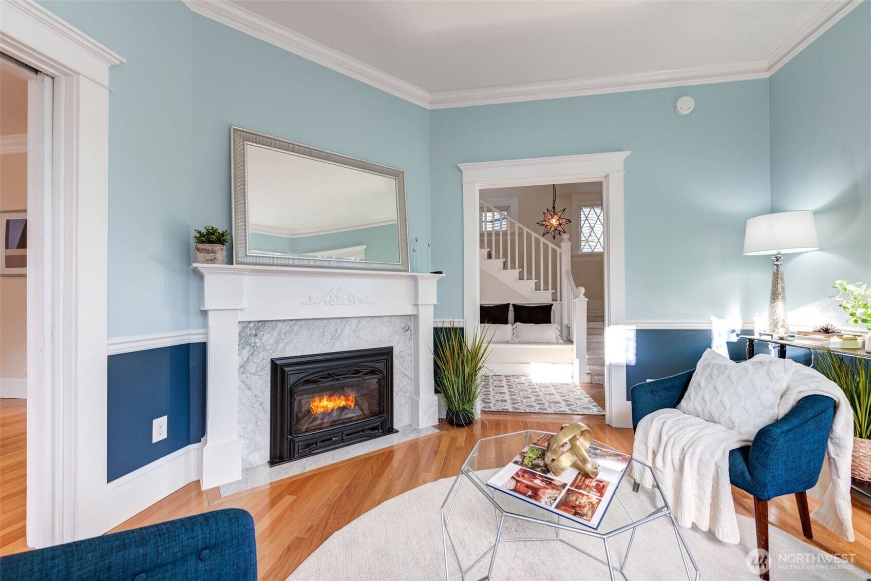 1523 35th Avenue Seattle, WA 98122 - Photo 9 of 35 a living room with furniture and a fireplace