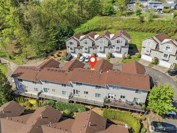 an aerial view of a house