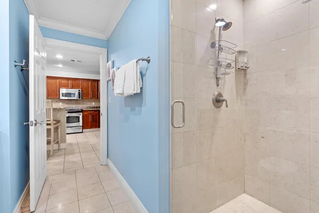a view of a kitchen from the hallway