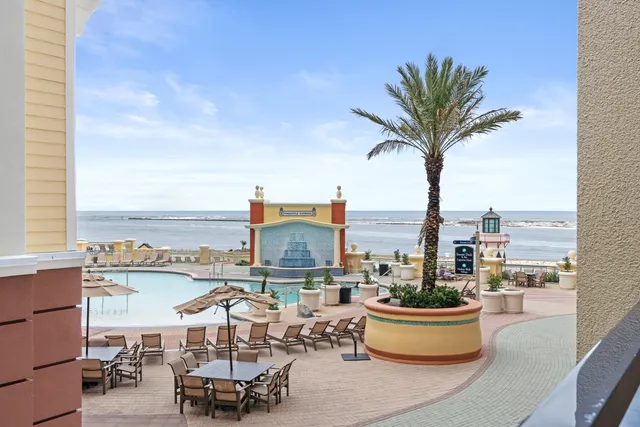 a view of a terrace with furniture