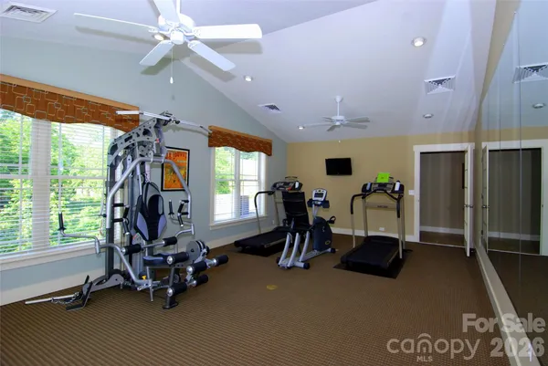 a view of a room with gym equipment
