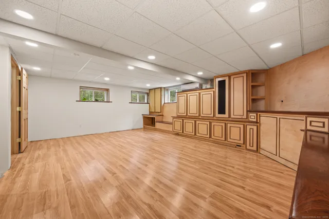 a view of a room with lots of white walls