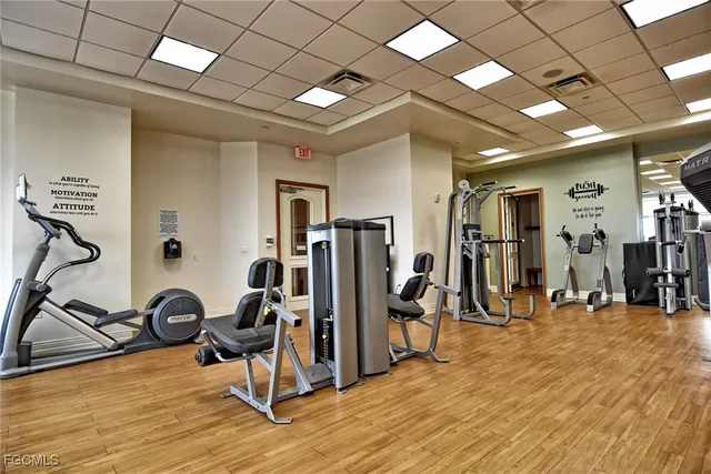 a view of a room with gym equipment