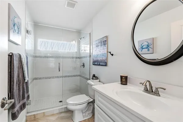 a view of a backyard with swimming pool