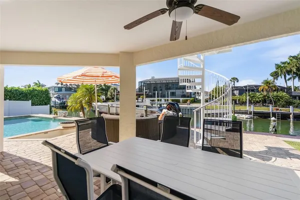 a view of an ocean with a houses