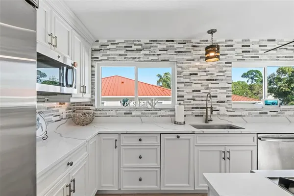 a view of a city and ocean view