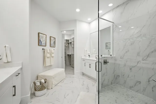 a bathroom with a shower