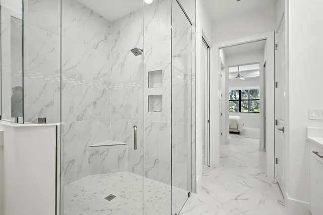 a bathroom with a shower