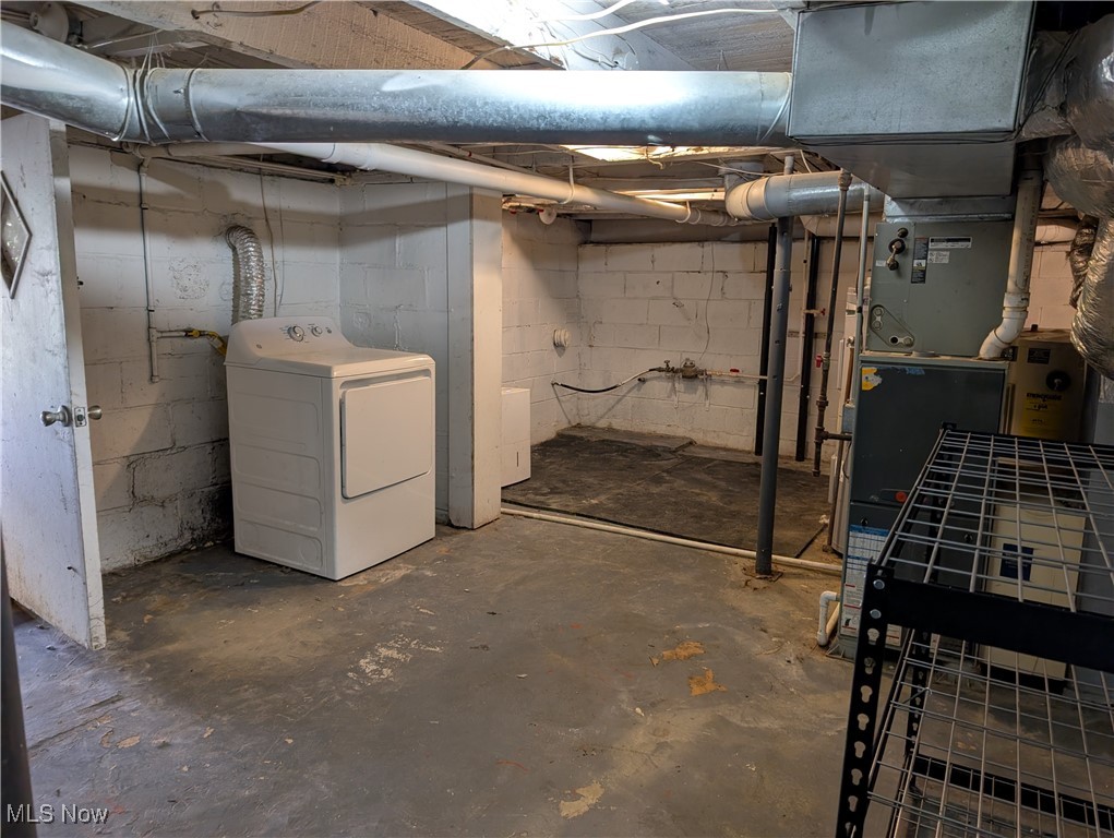 10143 Pleasant Road Pleasant City, OH 43772 - Photo 26 of 32 Unfinished basement with washer / dryer and heating unit