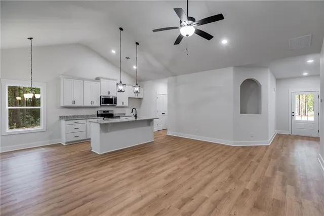 wooden floor and kitchen view with wooden floor