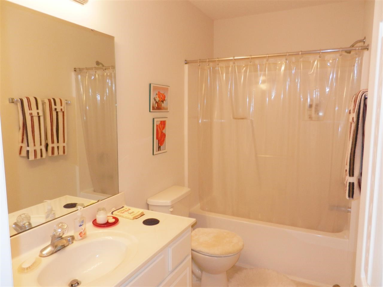 245 Saddle Ridge Drive Willow Spring, NC 27592 - Photo 21 of 24 a bathroom with a sink a toilet and shower curtain