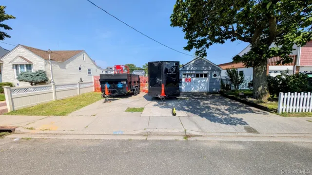 a front view of a house with a patio