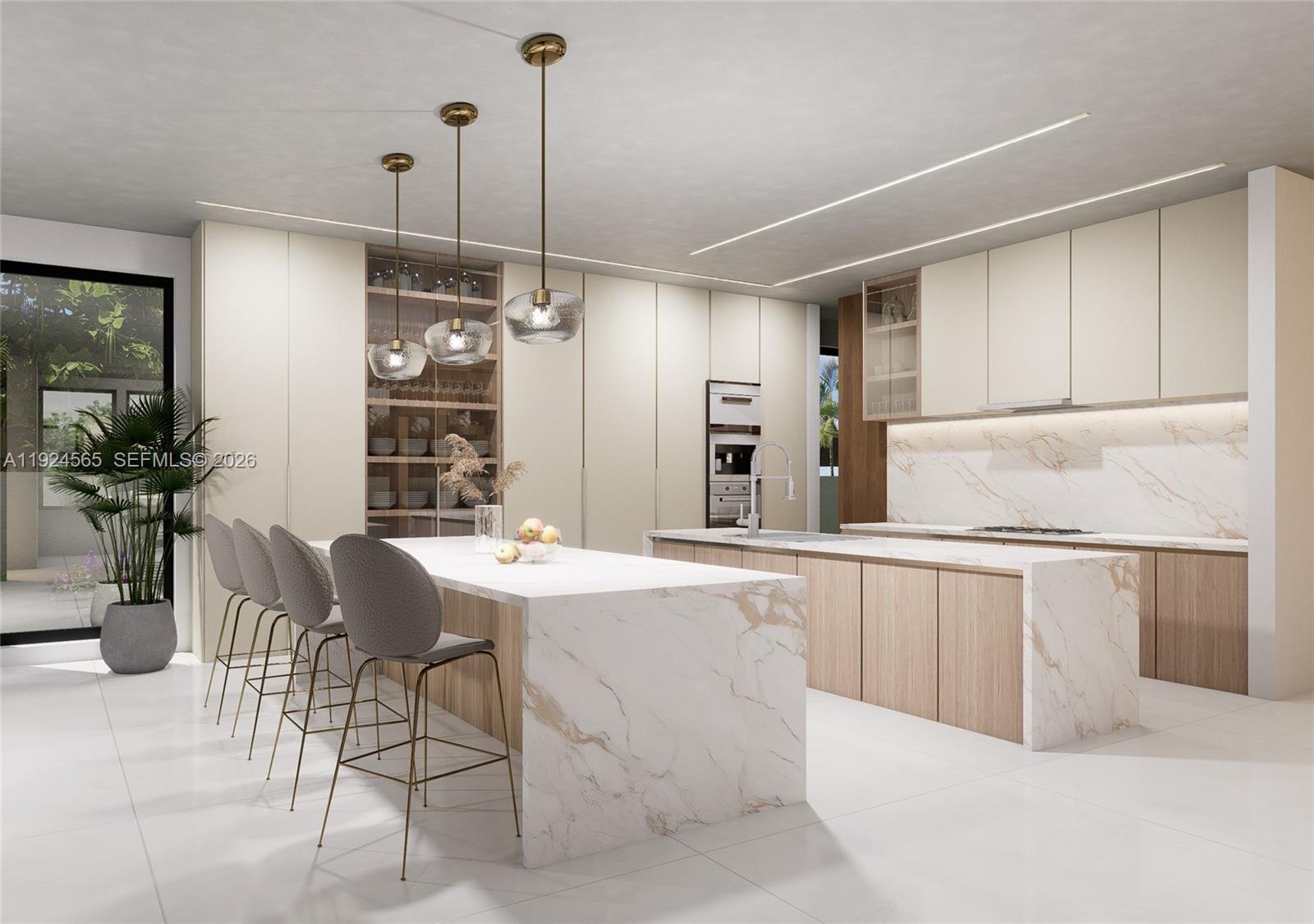 870 Palm Avenue Boca Raton, FL 33432 - Photo 4 of 11 a kitchen with stainless steel appliances kitchen island granite countertop a table chairs in it and white cabinets