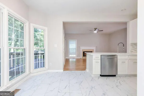 a view interior of kitchen and stove