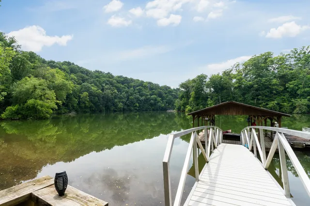 a house view with a lake view