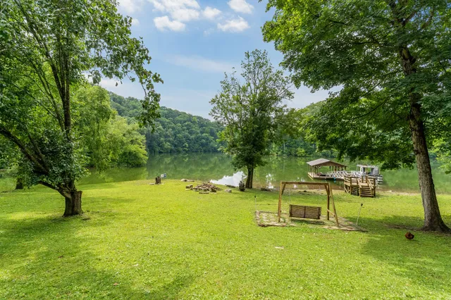 a view of a yard with a slide