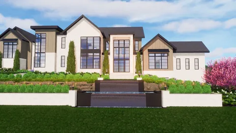 a front view of a house with a garden and plants