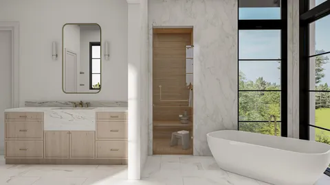 a front view of a house with a yard and potted plants