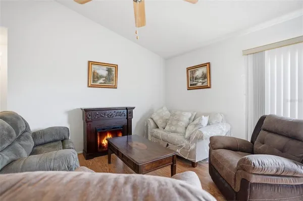 a living room with furniture and a couch