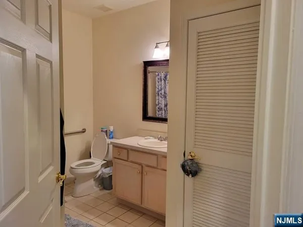 a bathroom with a toilet a sink and mirror