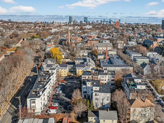 an aerial view of a city