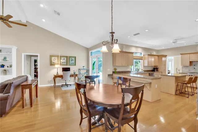 a view of a dining area with furniture
