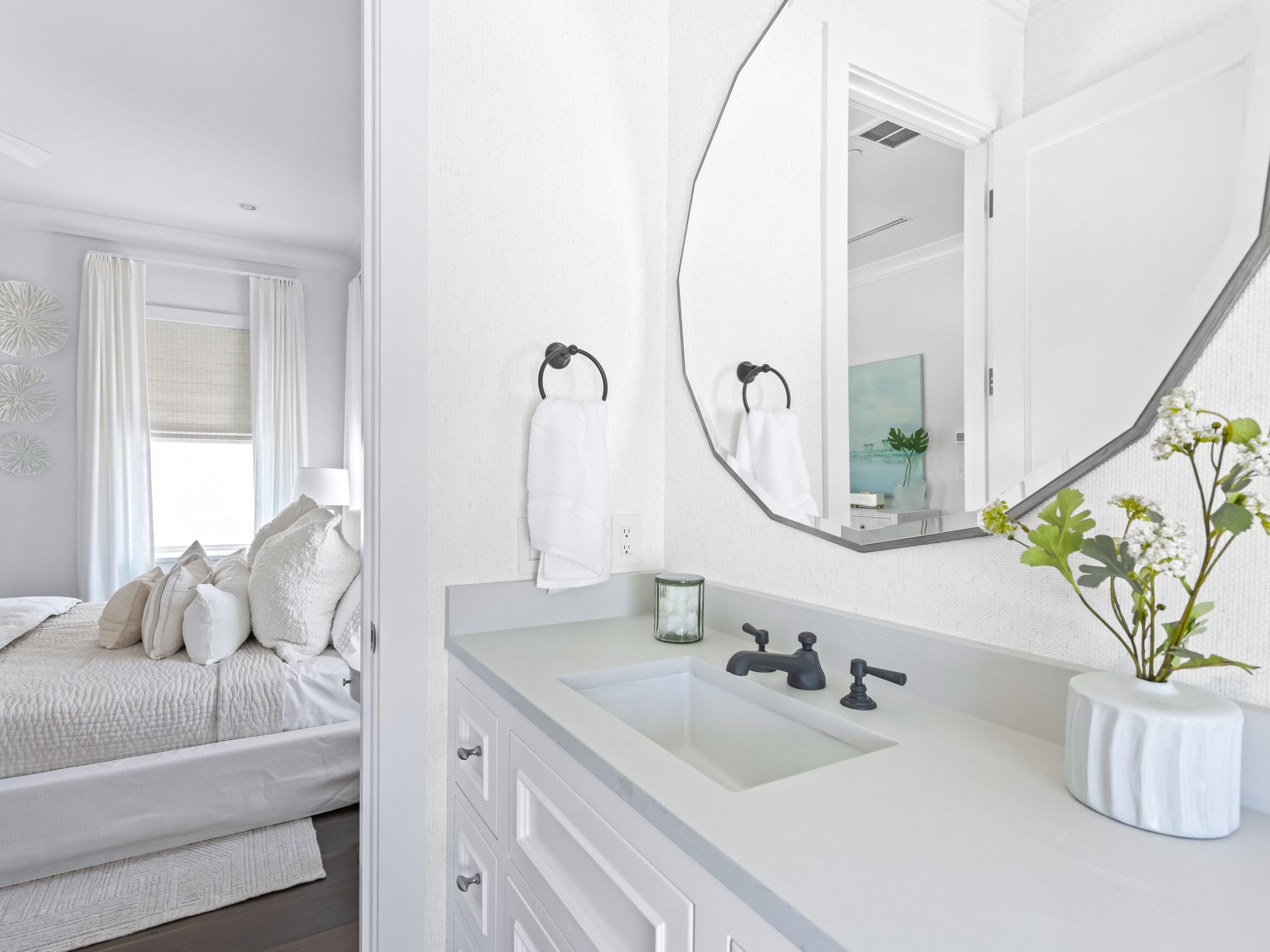 40 Lupin Bch Drive Inlet Beach, FL 32461 - Photo 17 of 35 a bathroom with a sink and mirror with bathtub