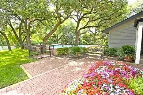 a view of a backyard with a garden