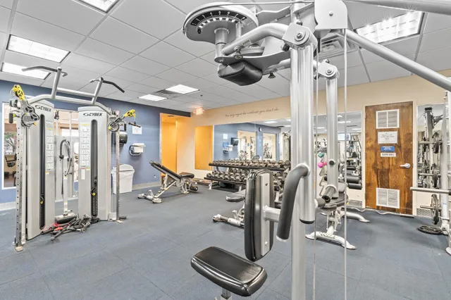 a view of a room with gym equipment