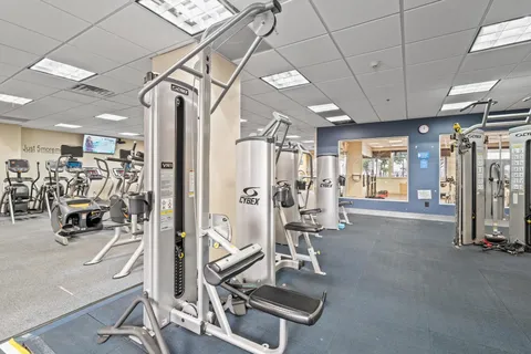 a view of a room with gym equipment