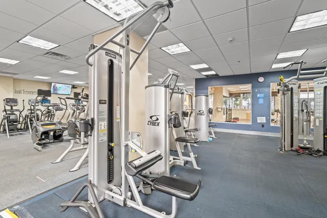 a view of a room with gym equipment