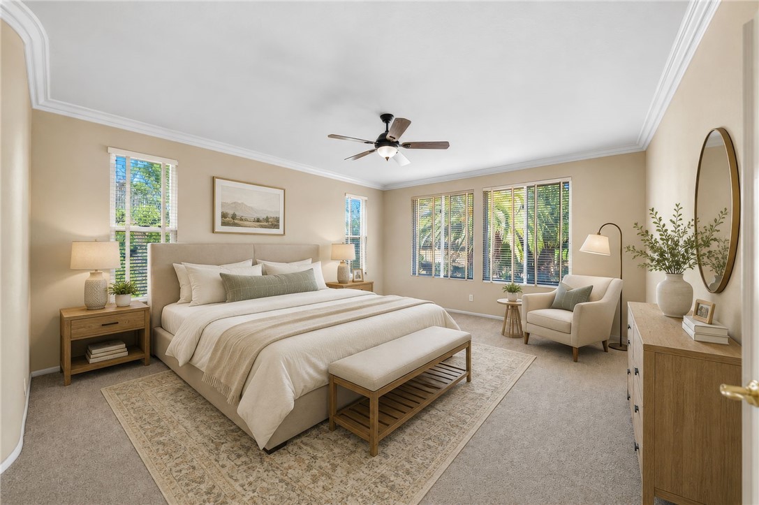 31465 Inverness Court Temecula, CA 92591 - Photo 33 of 75 Expansive primary suite features inviting sitting area in a comfortable relaxing atmosphere | Virtually Staged
