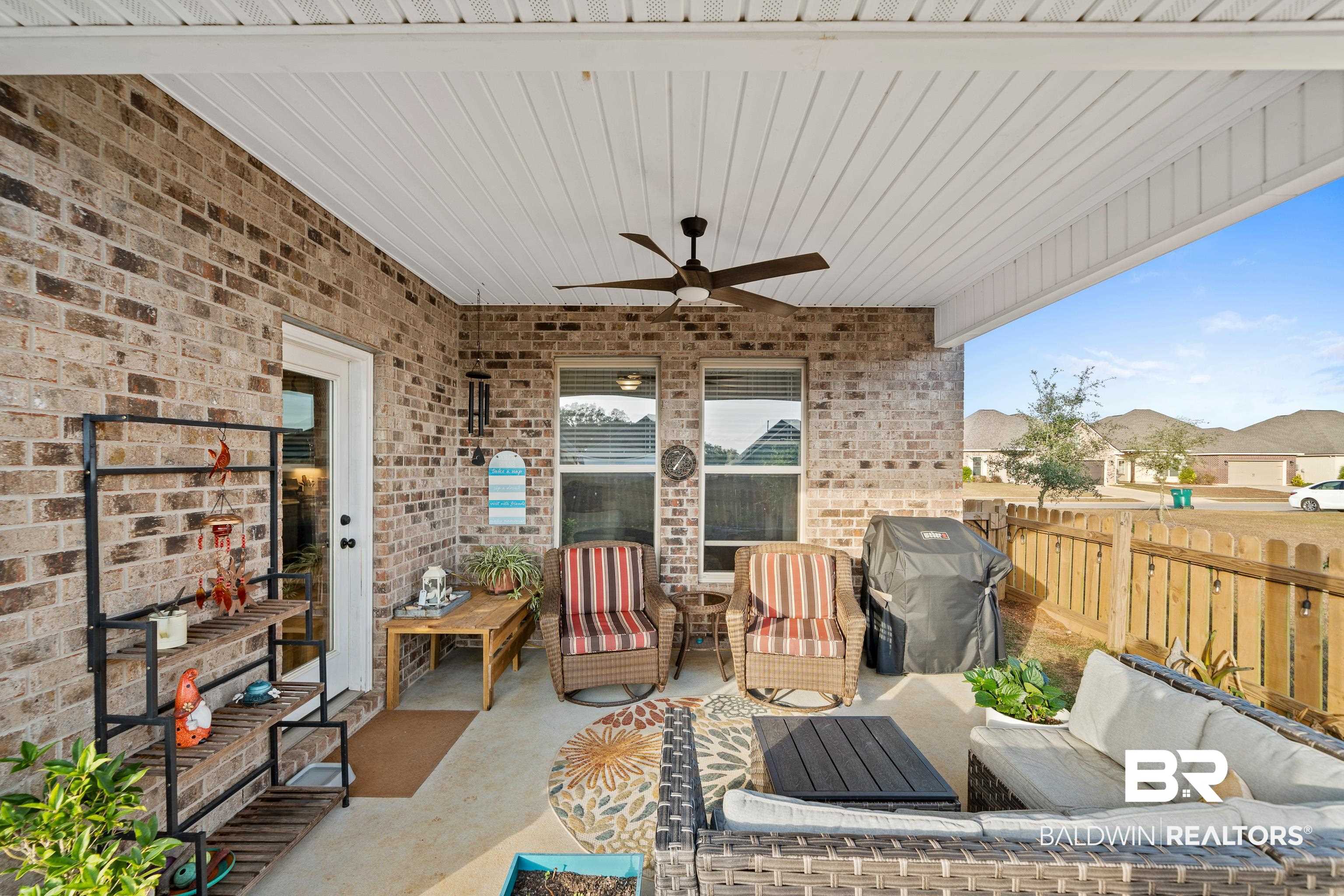 1390 Aldon Street Foley, AL 36535 - Photo 22 of 31 View of patio featuring an outdoor living space, ceiling fan, and area for grilling
