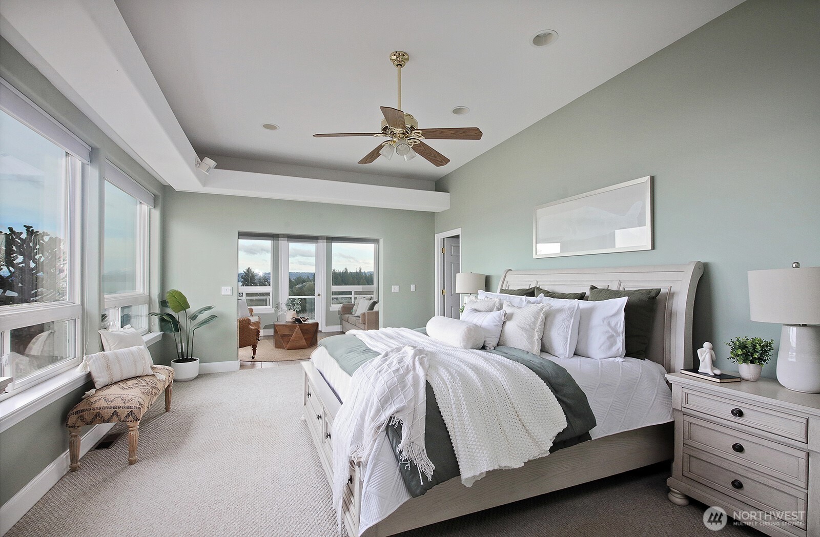 4694 Wrightsman Place Clinton, WA 98236 - Photo 12 of 38 a bedroom with bed and large windows