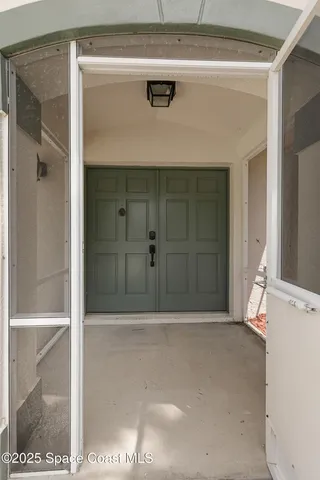 a view of wooden door