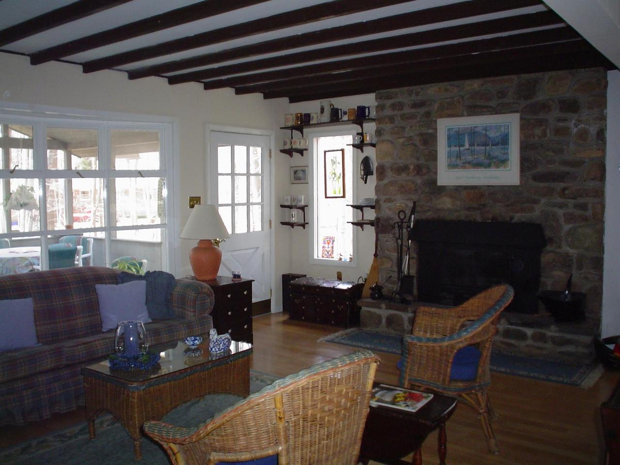 Living Room Stone-faced Fireplace