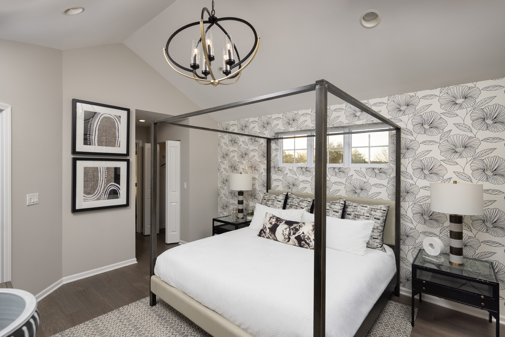 301 Timberleaf Circle Roselle, IL 60172 - Photo 12 of 17 a bedroom with a bed and a chandelier