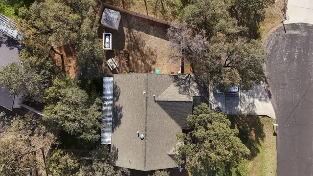 an aerial view of a house