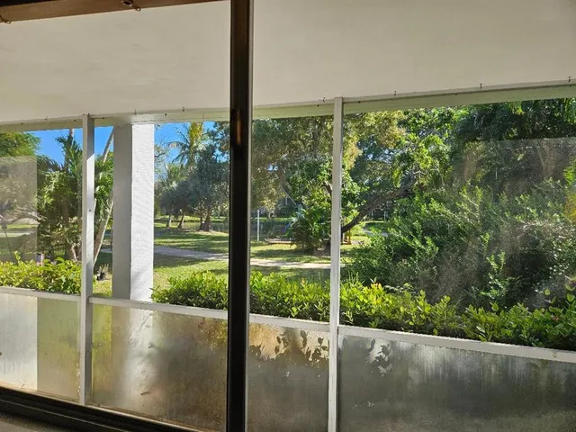 a view of a balcony from a window