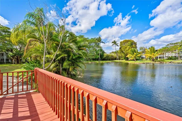 a view of lake from balcony