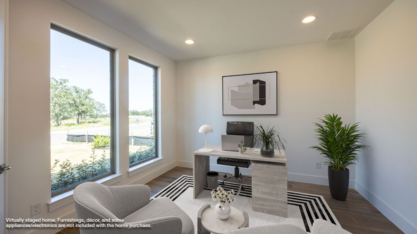 255 Star Rush Trail Georgetown, TX 78633 - Photo 6 of 16 Home office featuring recessed lighting and wood finished floors