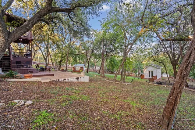 a view of backyard with tree