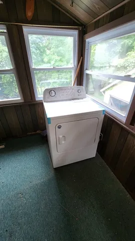 a living room with a window