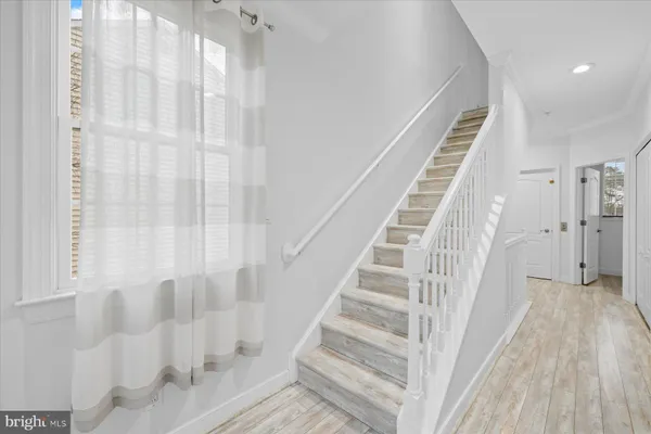 a view of a bathroom with staircase