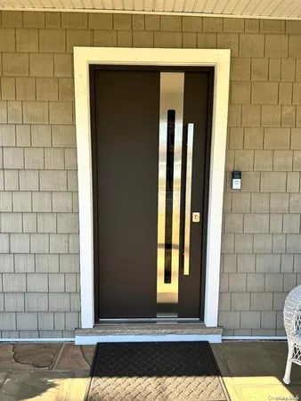 a view of a wooden door