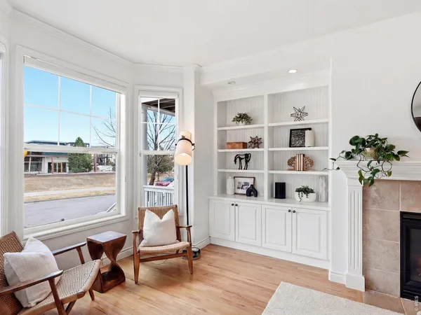 a view of a livingroom with furniture and front door