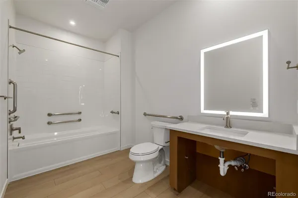 a bathroom with a bathtub