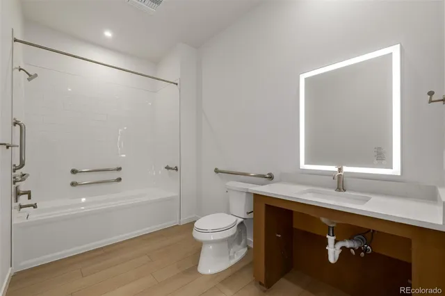 a bathroom with a bathtub