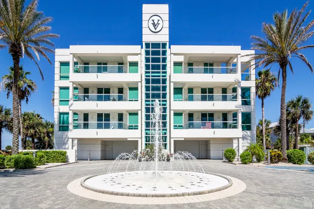 a front view of a multi story building